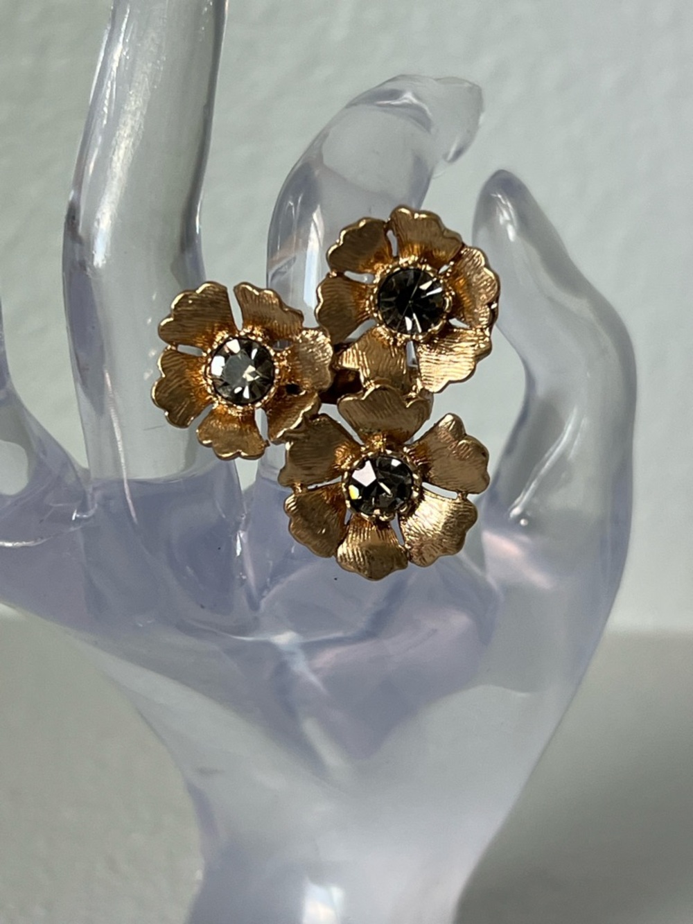 J. Crew Gold Dogwood Floral Crystal Cluster Ring